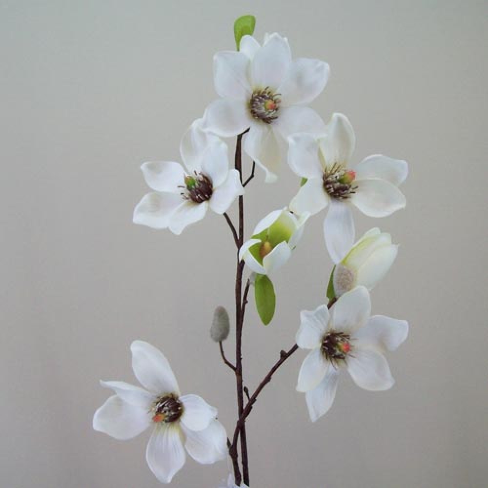 Luxury Artificial Magnolias on Branch Cream 82cm Artificial Flowers